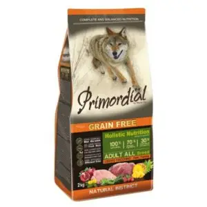 PRIMORDIAL GRAIN FREE- PIENSO NATURAL PARA PERROS ADULTOS CON PAVO Y CIERVO